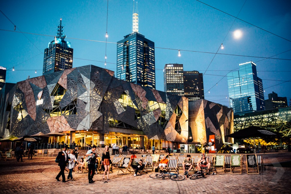 Melbourne by night - Venue of ON Translate - Federation Square