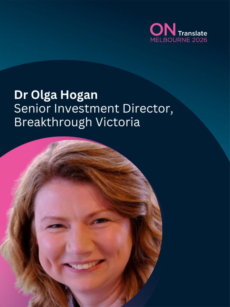 Olga Hogan - ON Translate Speaker - Senior Investment Director, Breakthough Victoria. Professional headshot, smiling for guest speakers