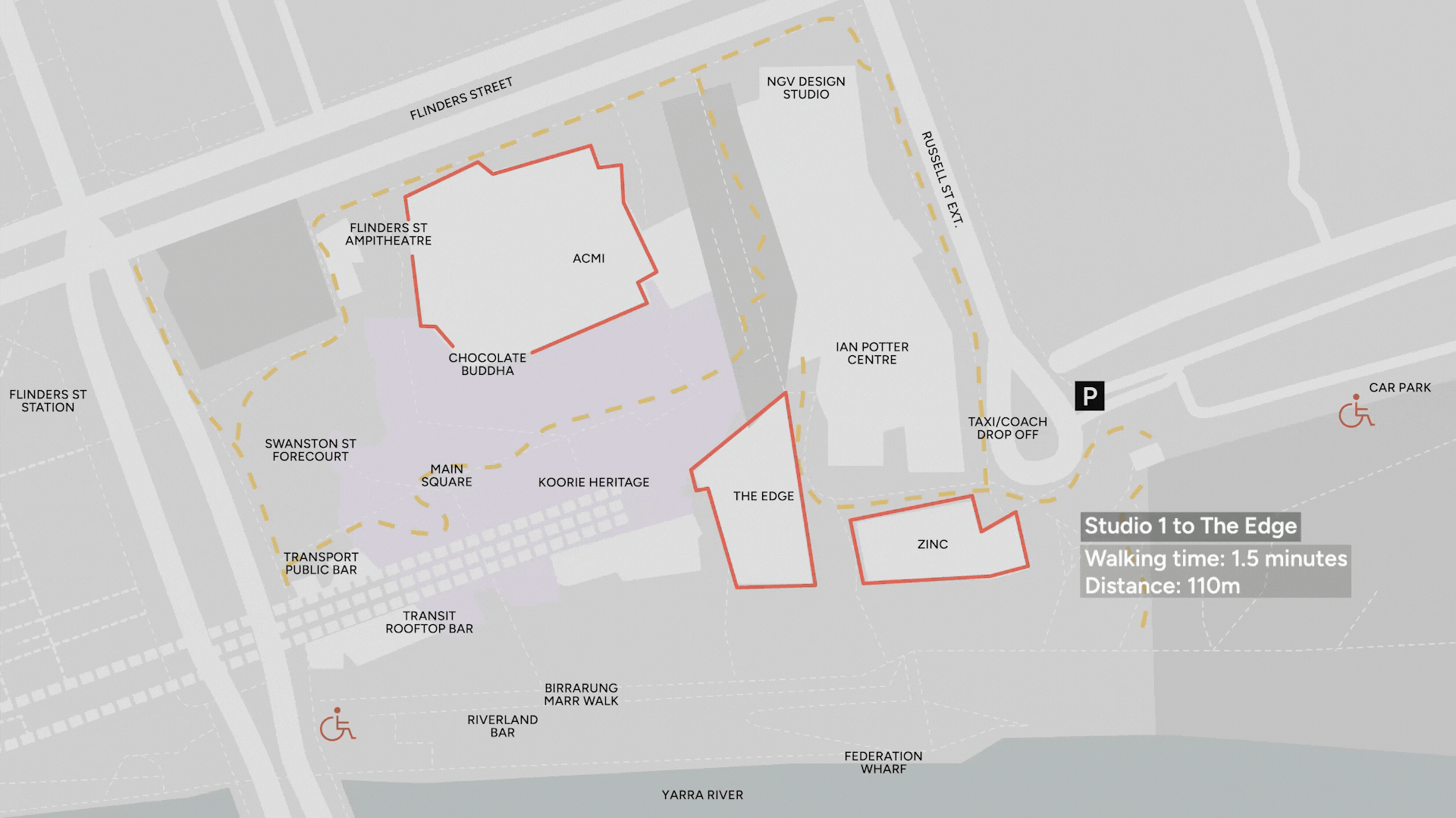 ZINC x Fed Square Map Animation Mobile