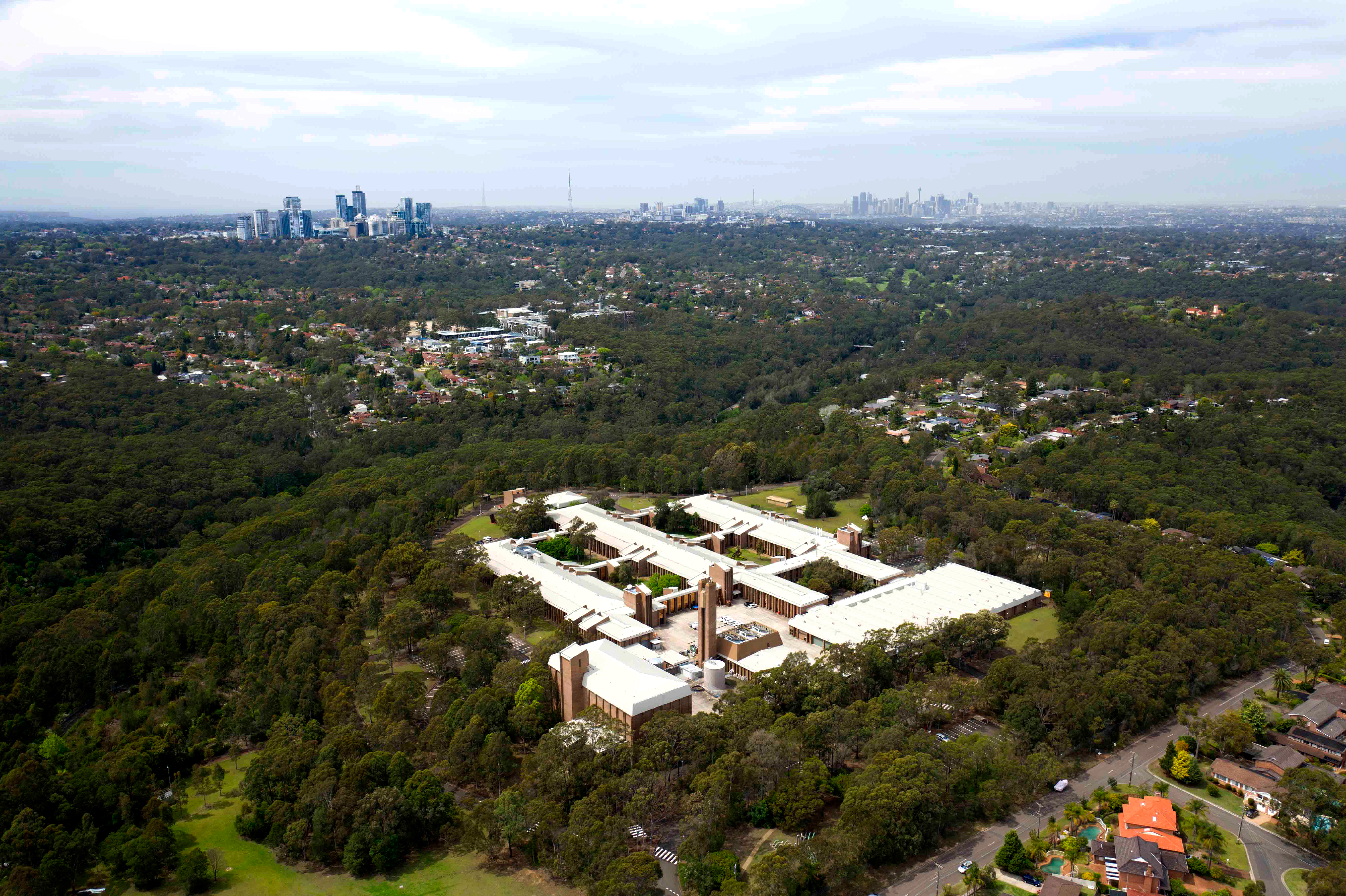 Aerial photo of CSIRO Lindfield looking towards the Sydney CBD